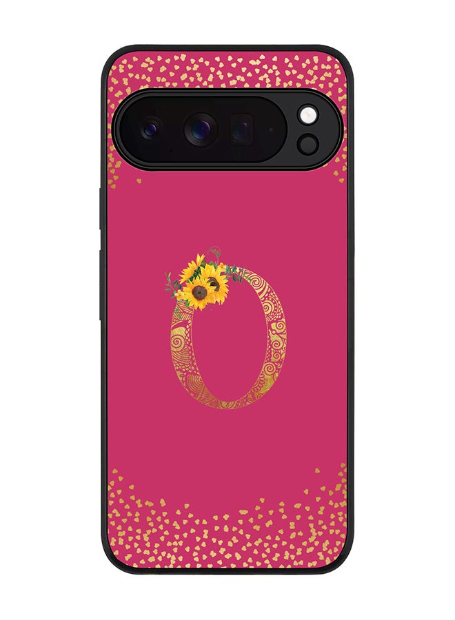 For Google Pixel 10 Pro Case,Slim fit Camera Protection, Shockproof Thin Phone cover  - Custom Floral Monogram - O ( Deep Pink )
